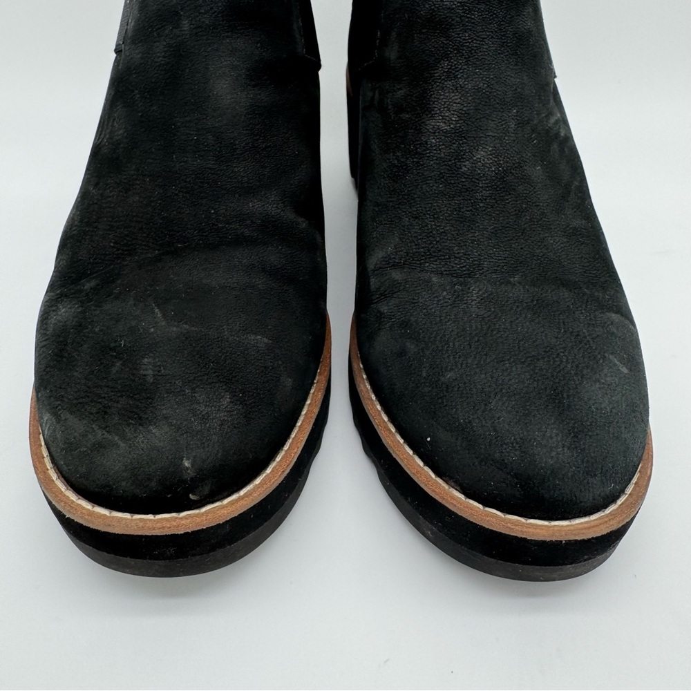Eileen Fisher Lark Black Nubuck Leather Wedge Ankle Boots Size 9.5 - Picture 3 of 13